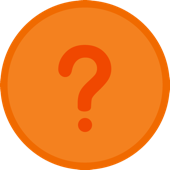 Orange circle with a question mark symbolizing uncertainty or a query.