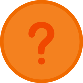 Orange circle with a question mark symbolizing uncertainty or a query.