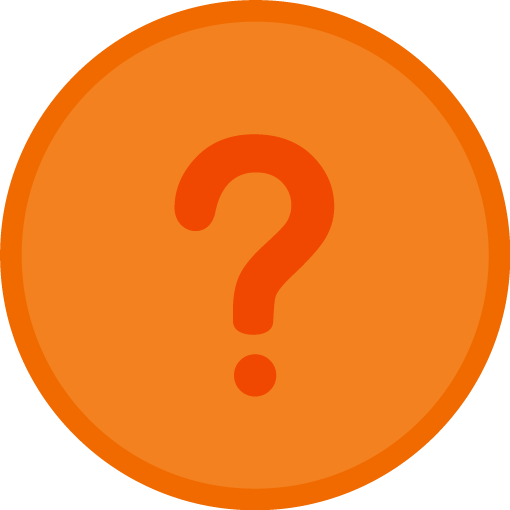 Orange circle with a question mark symbolizing uncertainty or a query.